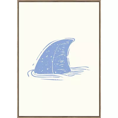 Rayell Kids Wall Hanging Shark Fin Natural Cream 50x70cm Wood Framed Artwork • $35