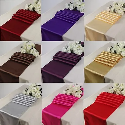 12 X 108   Satin Table Runners Chair Wedding Party Table Decoration Rose Gold • £2.49