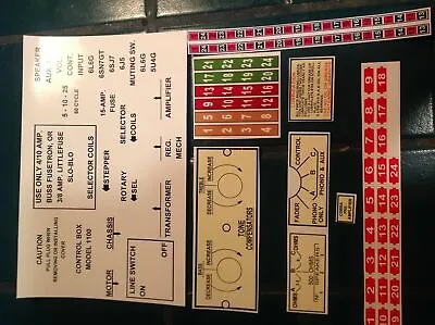 Wurlitzer 1100 Jukebox Ultimate Encore Amplifier Mechanism  Ect  Decal Set • $25.50