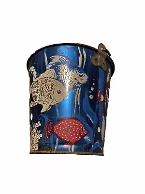 Vintage RARE Chein & Co.  Blue Art Metallic Sand Pail With Coy Fish With Shovel • $64.99