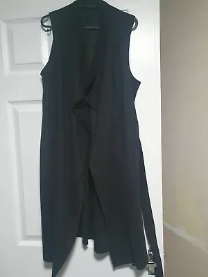 Ladies Basic Zara Black Sleeveless Longline Jacket Gilet Size M With Belt  • $4.98