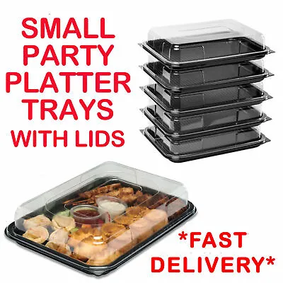 £15.99 • Buy Small Sandwich Trays Platters With Lids Plastic For Party Food Buffet Catering