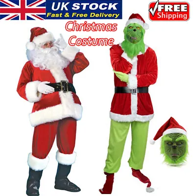 £15.99 • Buy The Grinch Costume Mask Cosplay Adult Christmas Santa Fancy Dress Outfit Xmas