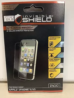 ZAGG Invisible Shield Smudge-Proof For IPhone 4 4S Screen Protector - NIB Sealed • $7.83