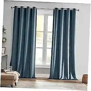  Velvet Curtain For Living Room Thermal W52 X L96 Grommet | Aegean Blue • $54.31