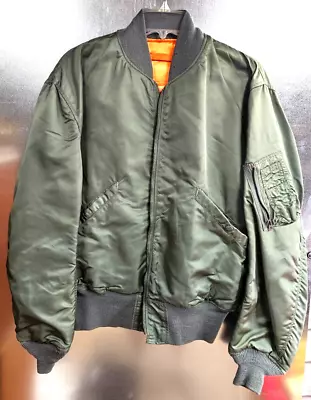 Vietnam Era Usaf Flight Jacket L-2b Orange Rvrsble Satellite Outerwear Lrge Vg++ • $87