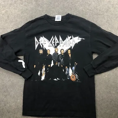 Vintage Def Leppard Shirt Mens Medium Black Graphic Long Sleeve 2002 Y2K Rock • $19.42