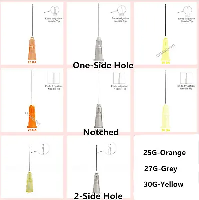 Dental Disposable Endo Irrigation Needle 25G/27G/30G Syringe Tips Notched 1 Hole • $3.40