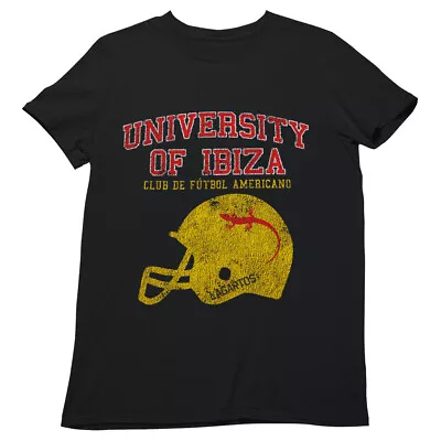 University Of Ibiza Men's T Shirt American Football Vintage Black Gold Grey NEW  • $24.85