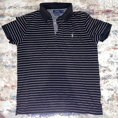 Men’s Polo Ralph Lauren Polo Shirt In Black. Size Medium Custom Fit. • $15