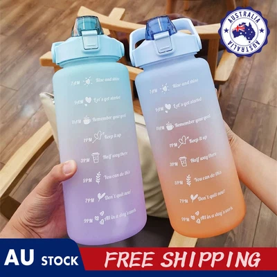 $10.73 • Buy 2L Water Bottle Drink Flask With Time Markings BPA Free Sport Gym Motivational