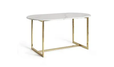 Habitat Vivien Marble Effect 6 Seater Dining Table - White • £242.99