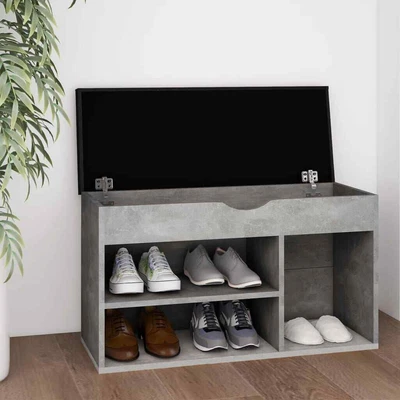 $62.99 • Buy Shoe Bench With Cushion Concrete Grey Engineered Wood Shoe Storage Rack VidaXL
