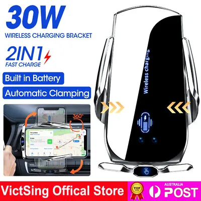$29.44 • Buy Automatic Clamping 30W Qi Wireless Car Charger Fast Charging Phone Mount Holder