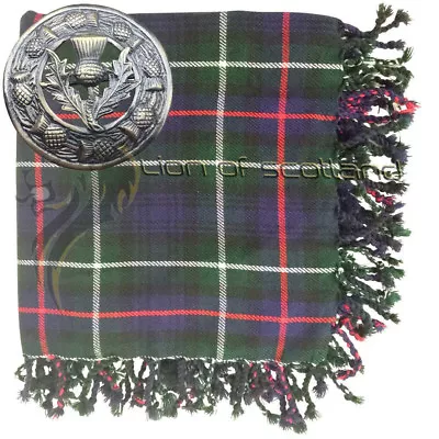 Highland Kilt Fly Plaid Mackenzie Tartan Wool 48 X 48  Thistle Brooch Antique 3  • £19.89