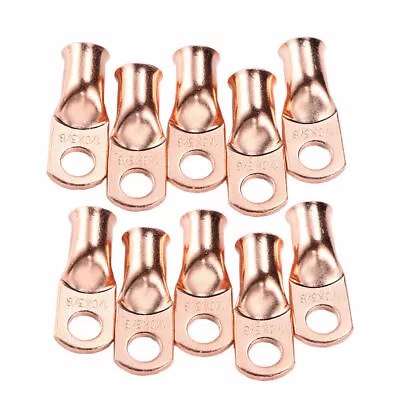 $11.99 • Buy 10Pcs Gauge 1/0 3/8  Battery Cable Ends Lugs Hole OFC Copper Ring Terminals Wire
