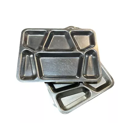 Lot Of 3 USN Military Metal Trays Divided Food Serving Cafeteria Stainless Steel • $39.90