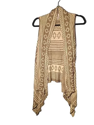 Oona & Maude Womens Aztec Tribal Printed Open Cardigan Vest Size Medium Light • $9.99