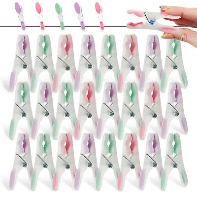 30 Pack Soft Grip Clothes Pegs Strong Plastic Laundry Rubber Clips Washing Line • £5.99