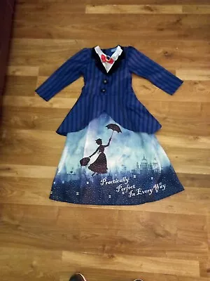 Mary Poppins Dress Up Costume Age 5-6 Years • £6.99