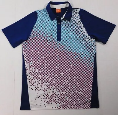 $25.99 • Buy PUMA Golf Polo Shirt Men's Medium Blue Cool Cell Short Sleeve Geometric Design 