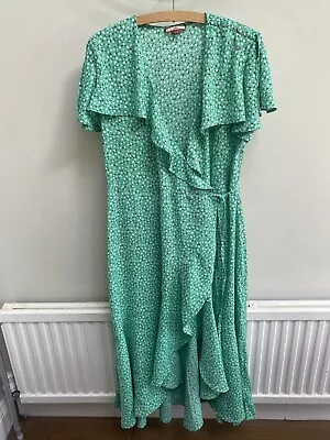 JOE BROWNS Size 14 Green Floral Wrap Maxi Dress • £18