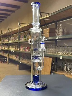 $64.99 • Buy 16  Inch Glass Water Pipe Bong - Matrix Perc - High Quality - Dark Blue