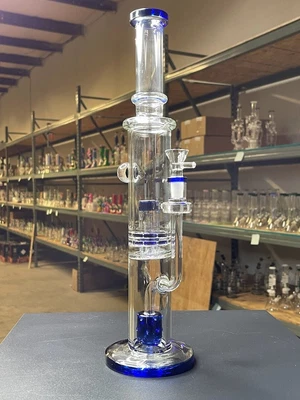 $64.99 • Buy 16  Inch Glass Water Pipe Bong - Matrix Perc - High Quality - Dark Blue
