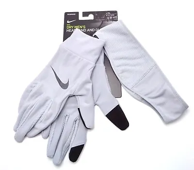 Nike Essential Running Headband And Gloves Set Mens L/XL Wolf Grey/Grey • $26.95