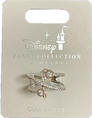 Disney Parks Mickey Double Icon CZ Wrap Silver Rose Gold  Ring Size 8 • $28.95