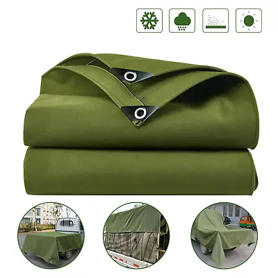 Heavy Duty Waterproof Canvas Tarp 16 Oz Cotton Canvas Tarpaulin Cover Tent • $43.99