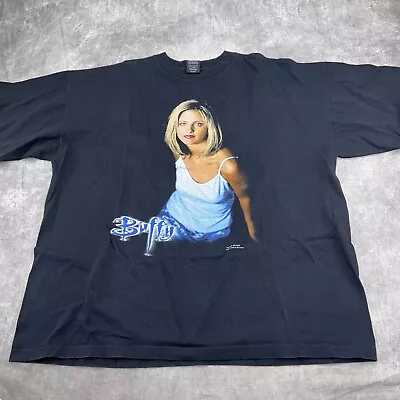 Danish TShirt Men 2XLarge  Black BUFFY VAMPIRE SLAYER 98 Fox Heavyweight USA VTG • $179.97