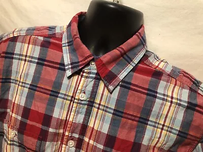 Label Of Graded Goods H&M Shirt Sz L Multicolor Red Plaid L/S Cotton L.O.G.G. • $10.99