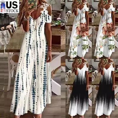 $19.75 • Buy Plus Size Womens Boho Long Maxi Dress Ladies Summer Cami Sundress Holiday Beach