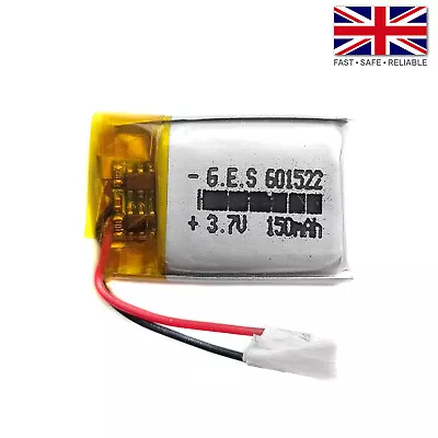 3.7V 150mAh LiPo 1S Polymer Rechargeable Battery: Earphone Headset - 601522 • £9.99