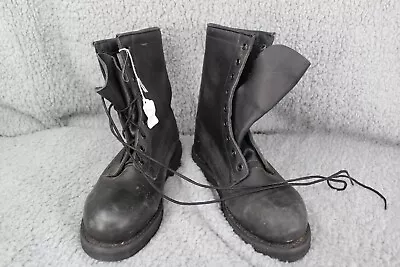 Vintage Addison Shoe Company Black Leather Steel Toe Boots Size 5 XW 901116 • $31