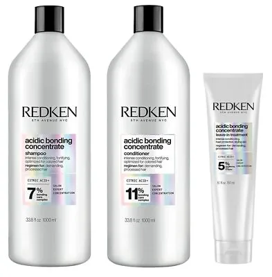 Redken Acidic Bonding Concentrate Shampoo Conditioner Leave-In $144 Value Set • $109.98