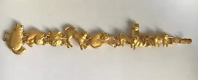 A.J.C. Goldtone Cat Linked Bracelet W/Fold Over Clasp 8 Figural Cats • $22.50