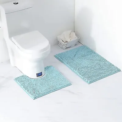 £9.50 • Buy 2 Piece Loop Bath Mat Ultra Soft Bathroom Rug Anti Slip Toilet Rug Pedestal Set