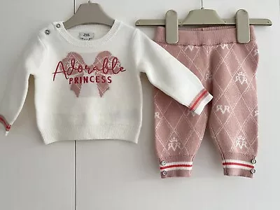 £10.99 • Buy Baby Girls River Island 0-3 Months Knitted Outfit Adorable Princess Pink White