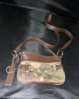 B MAKOWSKY Crossbody Brown BDU CAMO Genuine Leather Small Shoulder Key Chain Bag • $35