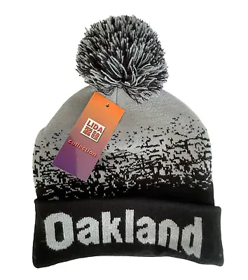 Lida Collection Unisex OAKLAND Beanie Warm Winter Hat Black Gray Pom Pom NWT • $24.88