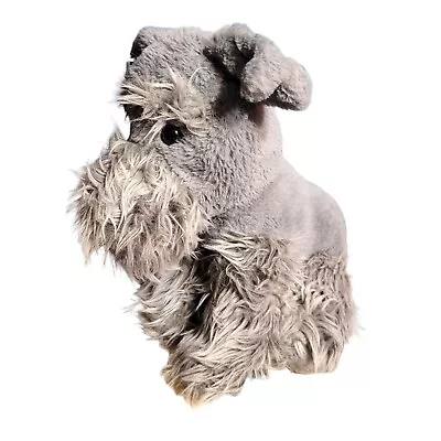 Realistic Gray Schnauzer Dog Large Plush Figurine Fur Life Like Miniature Stufed • $61.68