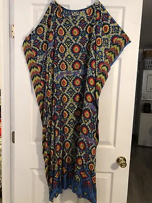 REDUCED PRICE!! Jamaican Life Multicolored Caftan MooMoo ONE SIZE Preowned • $15.95