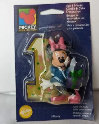 VTG Minnie Mouse 1st Happy Birthday Cake Topper Candle Disney Girl Mickey READ • $12.44