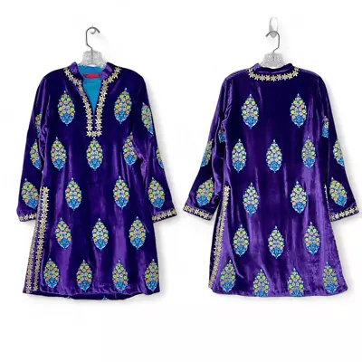 Manish Arora Purple Embroidered Embellished Luxurious Velvet Tunic Size S • $165