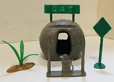 Marx 1960’s Flintstones Gas Station Vintage PlaySet  Accessories Pump Signs Etc. • $34.97