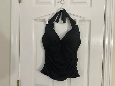 LA BLANCA Women's Black Halter Tankini Swim Top. Size 6 • $32