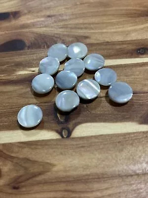 12 Antique Vintage Mother Of Pearl Shell Iridescent Shank Sewing Buttons 10mm • $7.50