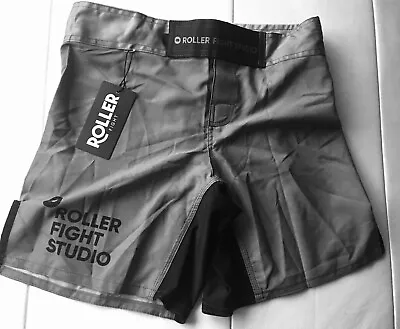 MMA MEN'S SHORTS -Sz XS-ROLLER FIGHT STUDIO HOOK&LOOP SLITS DRAWSTRING POLY-NWT • $21